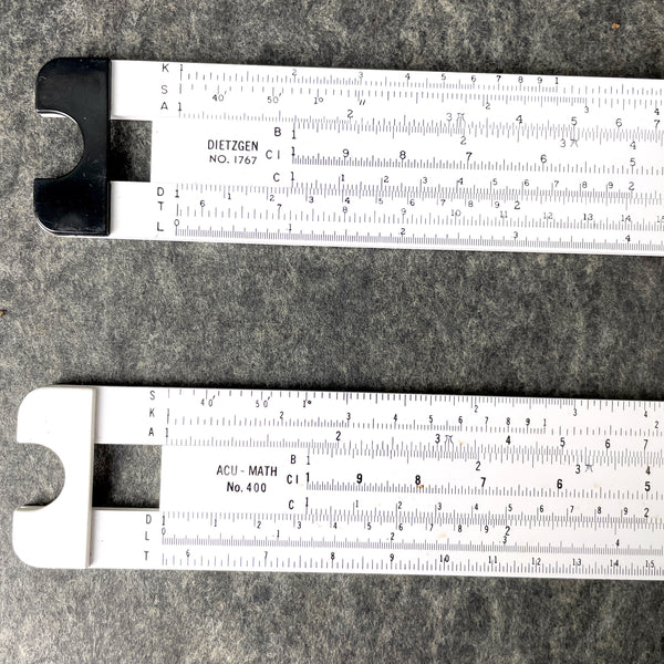 2 vintage slide rules - Dietzgen 1767 and Acu Math 400