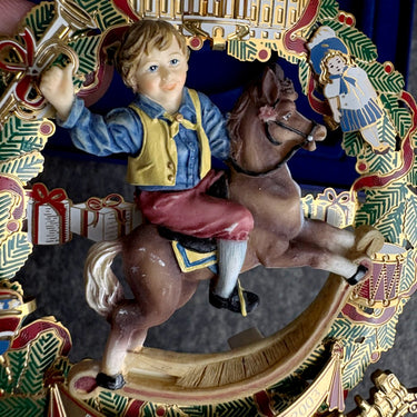 2003 White House Christmas ornament - swing motion boy on rocking horse - w/box - NextStage Vintage