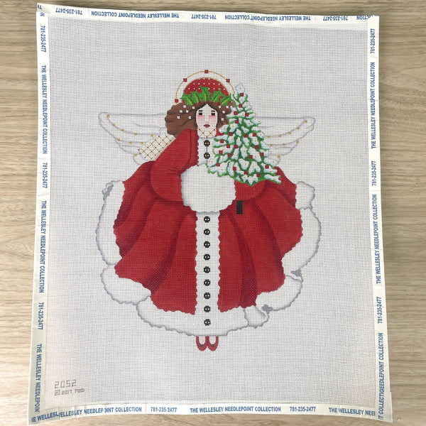 Melissa Shirley Designs Snowy Red Angel FRONT ONLY needlepoint canvas #2052 - NextStage Vintage