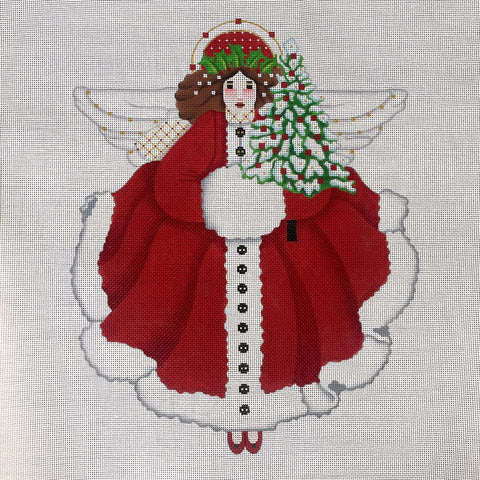 Melissa Shirley Designs Snowy Red Angel FRONT ONLY needlepoint canvas #2052 - NextStage Vintage