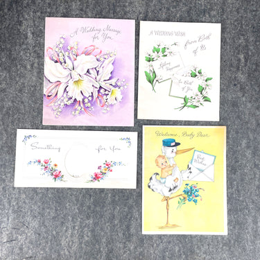 20 wedding, new baby and anniversary greeting card lot 1950s vintage - used