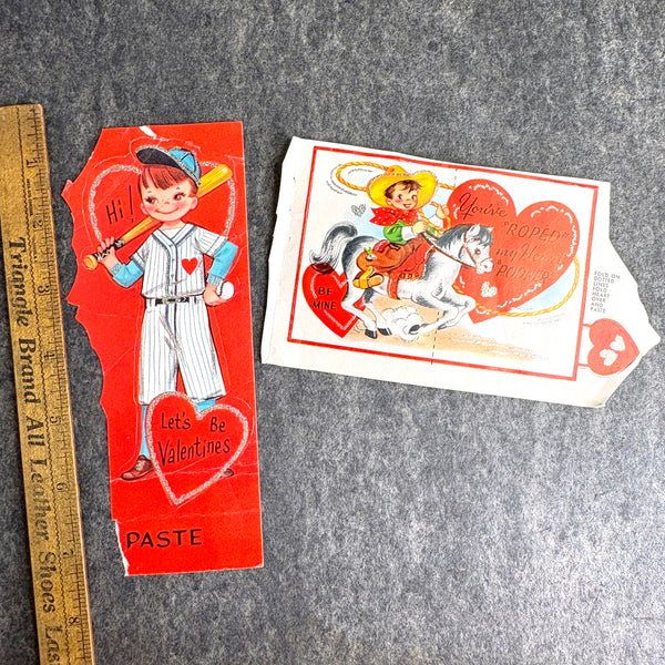 1950s school valentines cards with silver sparkles - 23 unused