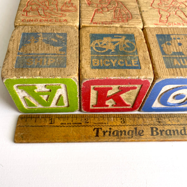 23 wooden alphabet blocks - 1960s shabby vintage - NextStage Vintage