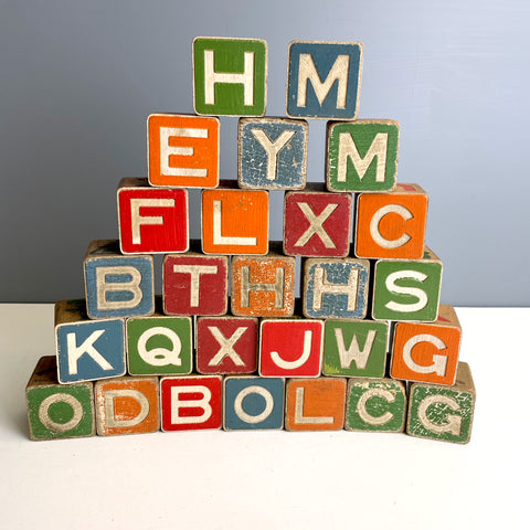 27 wooden alphabet blocks - 1950s vintage - NextStage Vintage