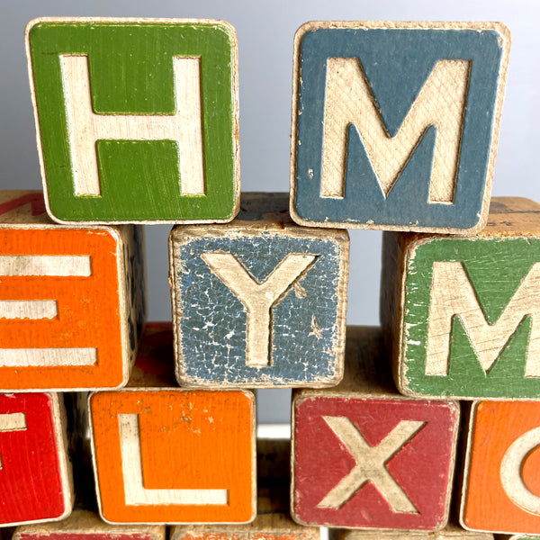 27 wooden alphabet blocks - 1950s vintage - NextStage Vintage