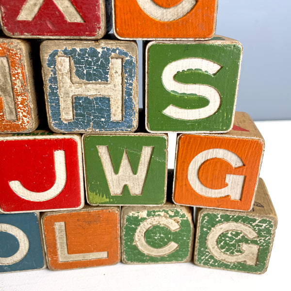 27 wooden alphabet blocks - 1950s vintage - NextStage Vintage