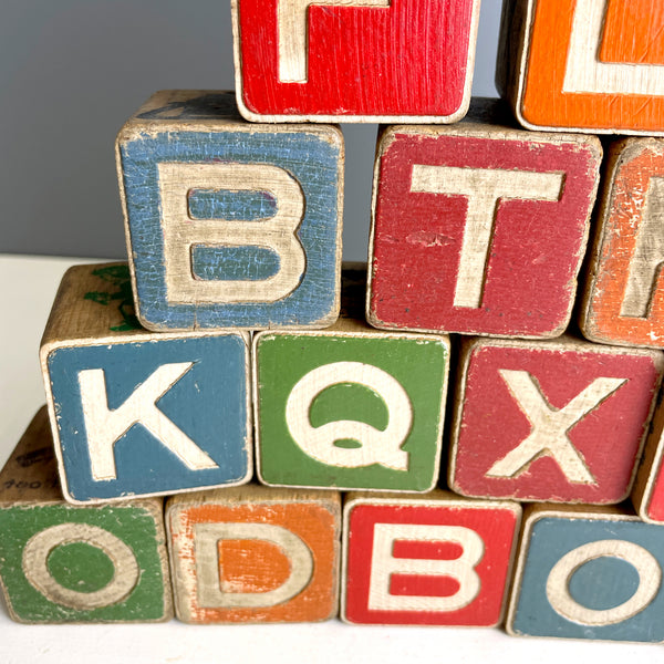 27 wooden alphabet blocks - 1950s vintage - NextStage Vintage