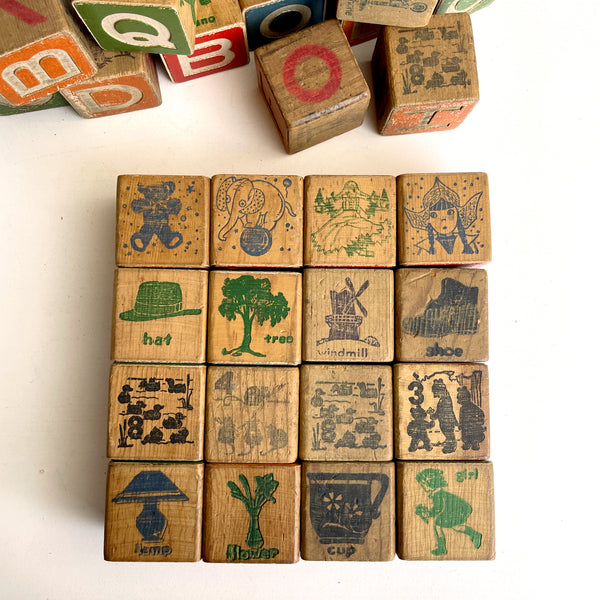 27 wooden alphabet blocks - 1950s vintage - NextStage Vintage