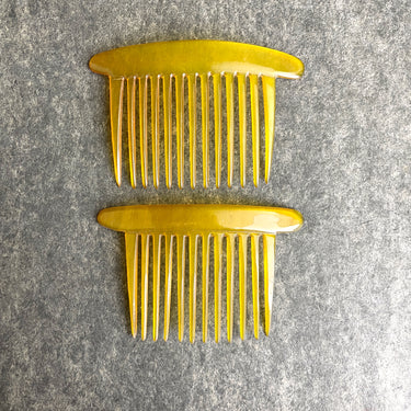 Celluloid hair combs - a pair - turn of the century vintage - NextStage Vintage