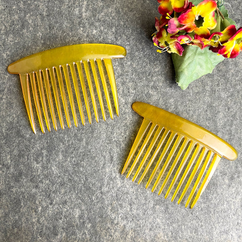 Celluloid hair combs - a pair - turn of the century vintage - NextStage Vintage