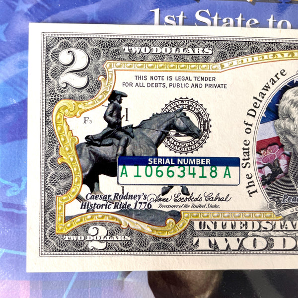 New England Mint colorized Delaware $2 bill - 2003 bill - NextStage Vintage