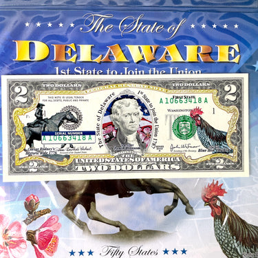 New England Mint colorized Delaware $2 bill - 2003 bill - NextStage Vintage