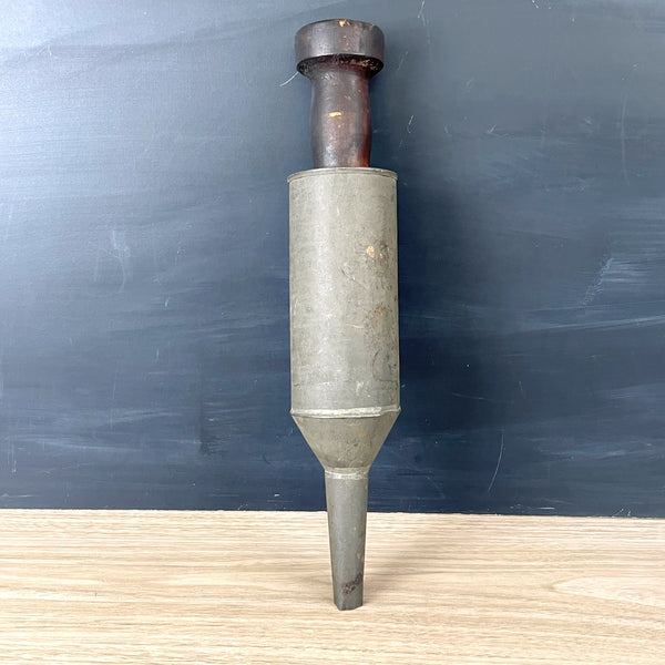 Sausage stuffer - tin body and wooden plunger - rustic vintage kitchen - NextStage Vintage