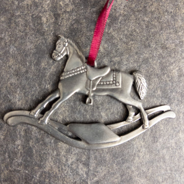Pewter Christmas Ornaments Kirk Steiff Stocking, Danforth Horse, Hampshire Bear
