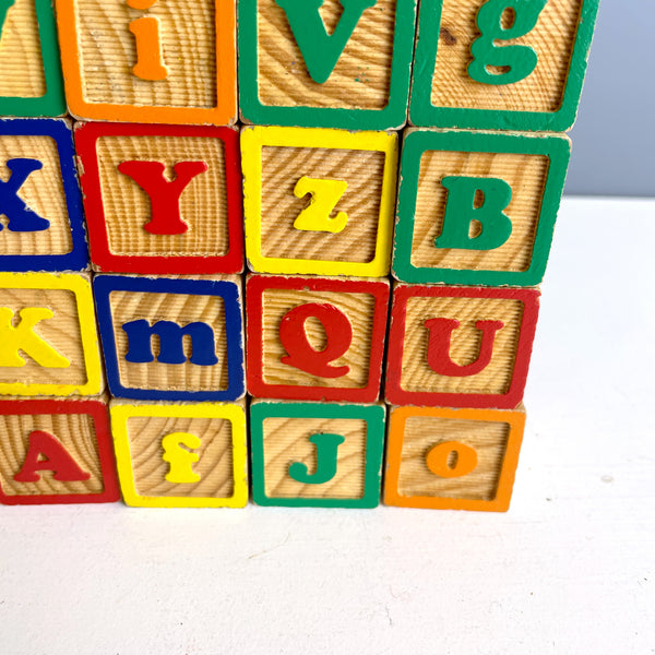 35 wooden alphabet and number blocks - 1970s vintage - NextStage Vintage