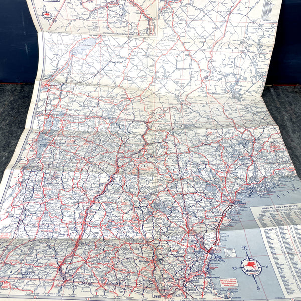 1950s gas station road maps - New England states - set of 3 - NextStage Vintage