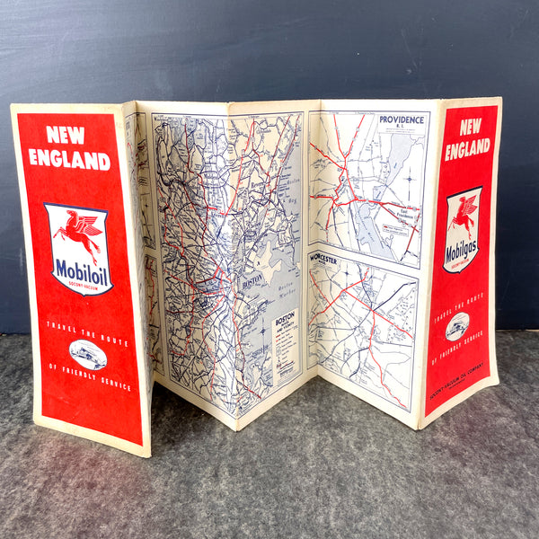 1950s gas station road maps - New England states - set of 3 - NextStage Vintage