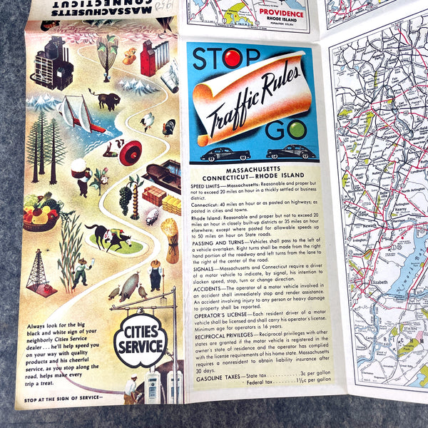 1950s gas station road maps - New England states - set of 3 - NextStage Vintage