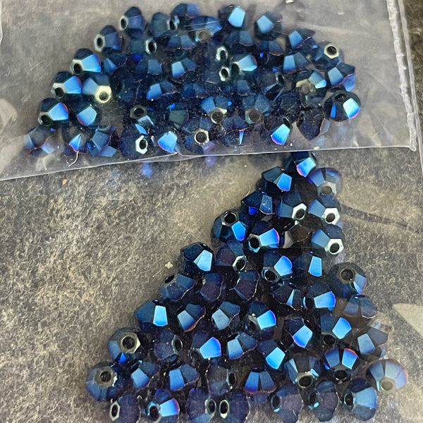 3mm bicone crystal beads Swarovski? - 720 pcs - dark mood colors - estate destash