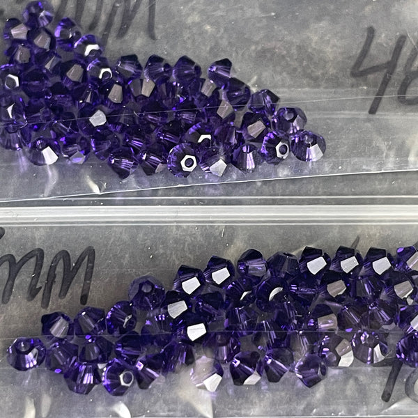 3mm bicone crystal beads Swarovski? - 720 pcs - dark mood colors - estate destash