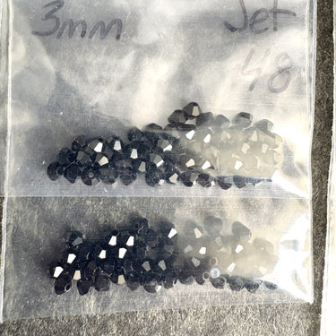 3mm bicone crystal beads Swarovski? - 343 pcs - jet & crystal - estate destash - NextStage Vintage