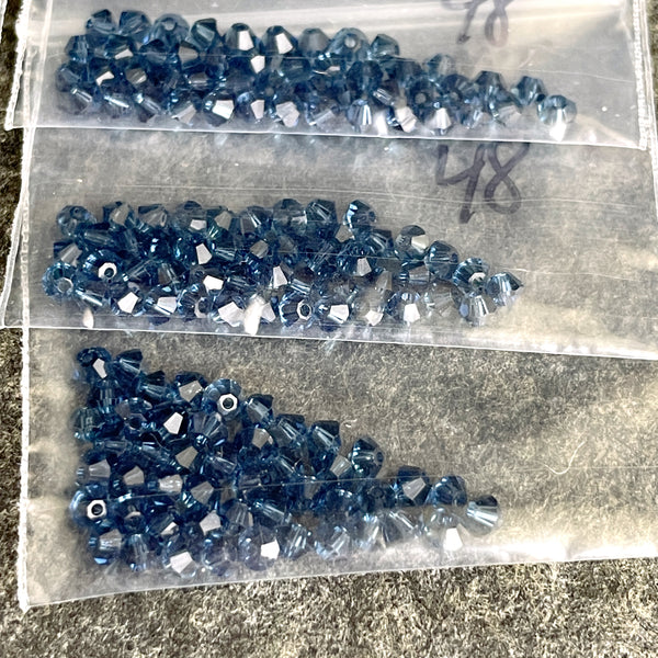 3mm bicone crystal beads Swarovski? - 912 pcs - blue, green -estate destash