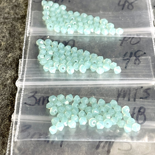 3mm bicone crystal beads Swarovski? - 912 pcs - blue, green -estate destash