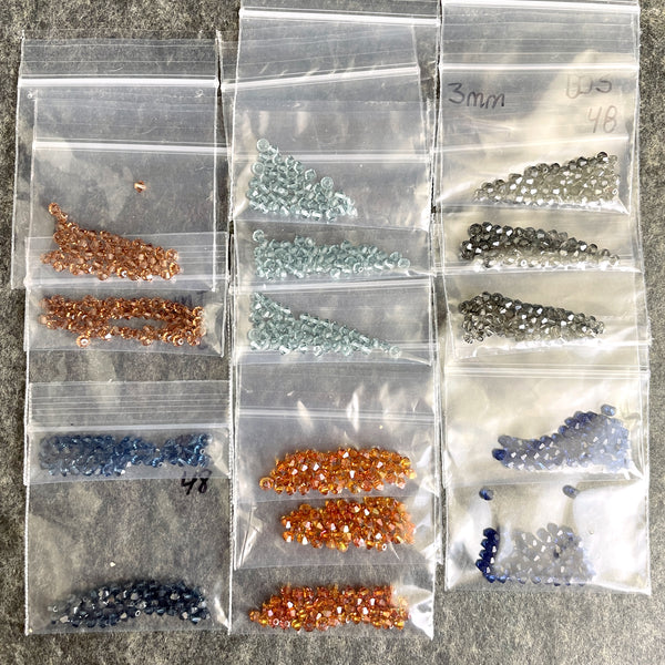 3mm bicone crystal beads Swarovski? - 720 pcs - earthly delights colors - estate destash