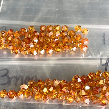 3mm bicone crystal beads Swarovski? - 576 pcs -warm colors - estate destash - NextStage Vintage