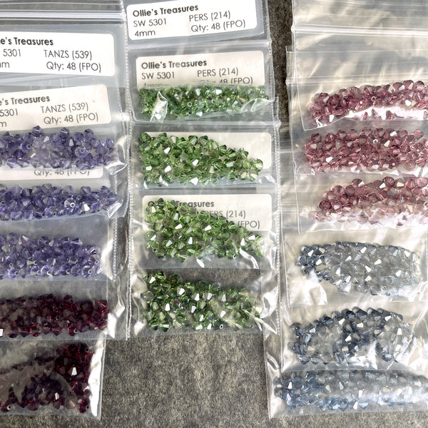 Swarovski 5301 4mm bicone crystal beads - 720 pcs - vintage hues