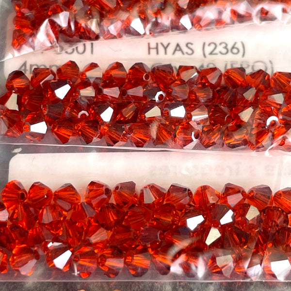 Swarovski 5301 4mm bicone crystal beads - 720 pcs - bright warm colors