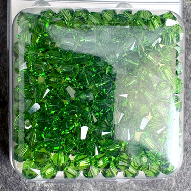 4mm Swarovski Elements XILION Bicone Beads – 144 fern green - factory package - NextStage Vintage
