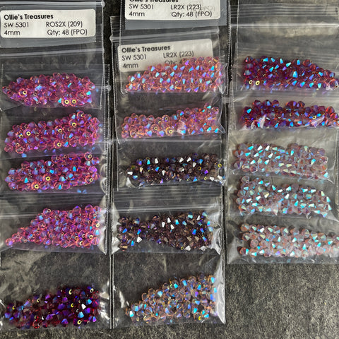 Swarovski 5301 4mm bicone crystal beads - 720 pcs - magical pink colors