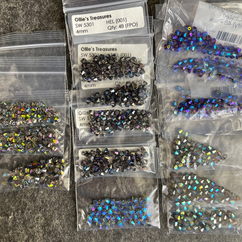 Swarovski 5301 4mm bicone crystal beads - 720 pcs - dark magic color mix