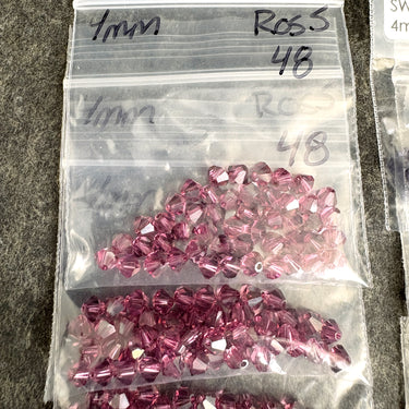 Swarovski 5301 4mm bicone crystal beads - 720 pcs - purple, rose, blue colors - NextStage Vintage