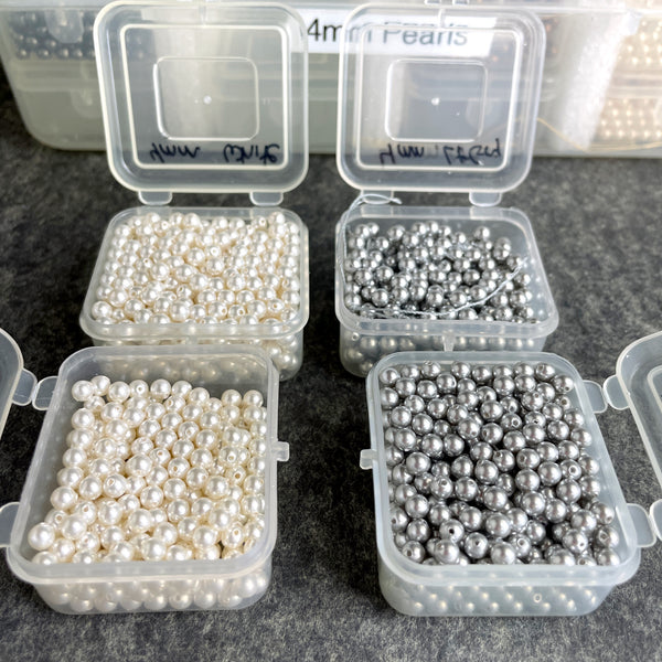 4mm round crystal pearls lot Swarovski? - 10 colors - estate destash