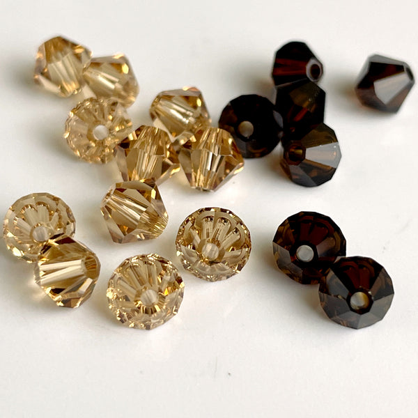 5mm bicone crystal beads - Swarovski? - 288 pcs - topaz and brown