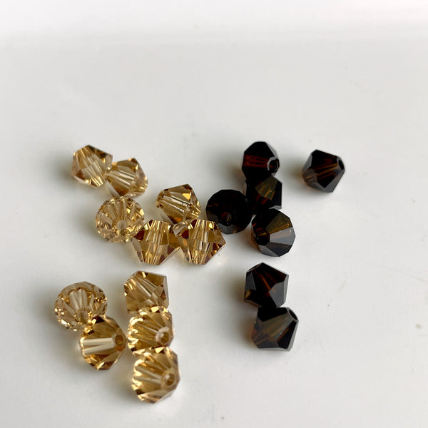 5mm bicone crystal beads - Swarovski? - 288 pcs - topaz and brown