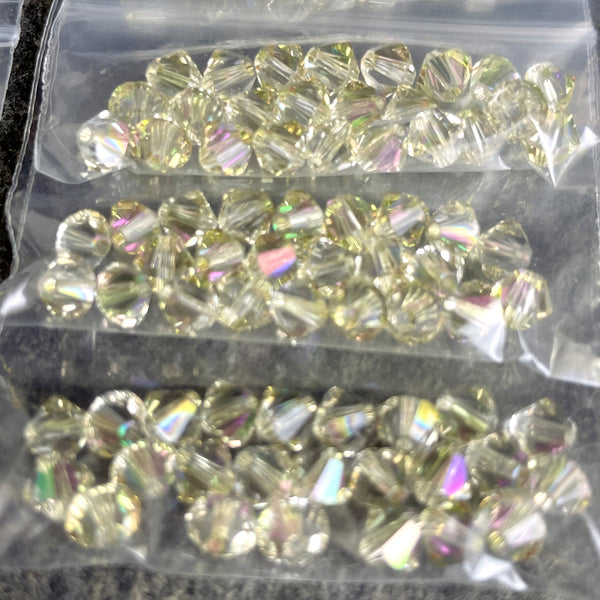 5mm bicone crystal beads - Swarovski? - 288 pcs - jet, ginger ale, gray AB