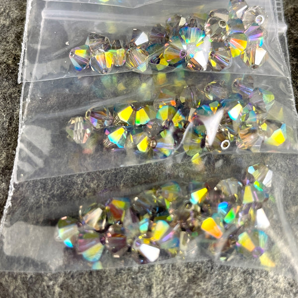 5mm bicone crystal beads - Swarovski? - 288 pcs - jet, ginger ale, gray AB