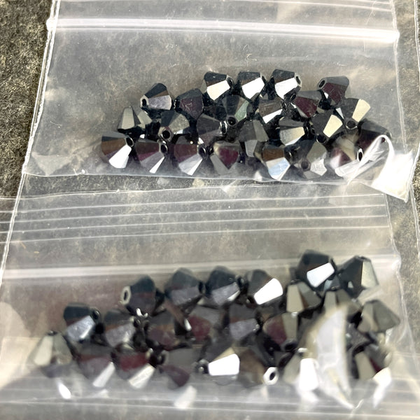 5mm bicone crystal beads - Swarovski? - 288 pcs - jet, ginger ale, gray AB