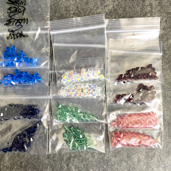 5mm bicone crystal beads - Swarovski? - 288 pcs - 6 color variety