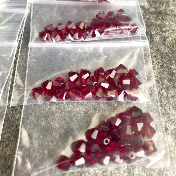 5mm bicone crystal beads Swarovski? - 288 pcs - red, white, blue - estate destash