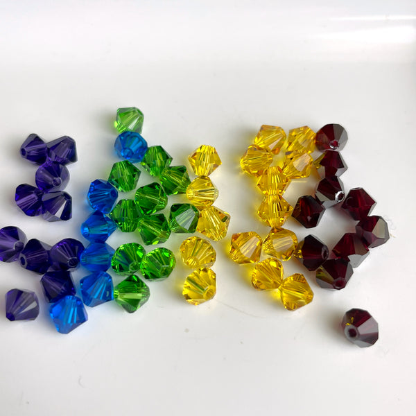 5mm bicone crystal beads Swarovski? - 288 pcs - rainbow - estate destash