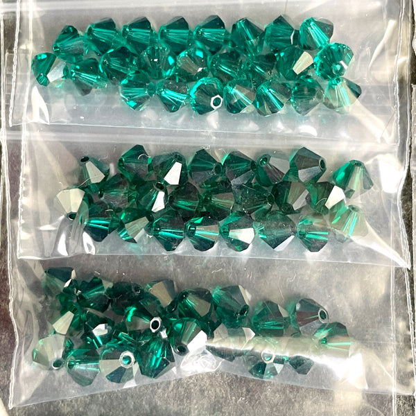 5mm bicone crystal beads Swarovski? - 288 pcs - jewel tones - estate destash