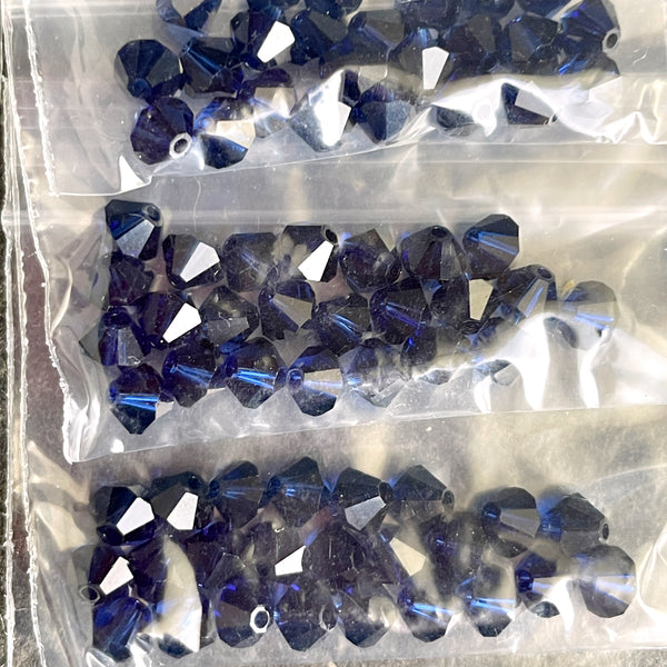 5mm bicone crystal beads Swarovski? - 288 pcs - jewel tones - estate destash