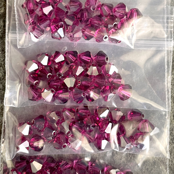 5mm bicone crystal beads Swarovski? - 288 pcs - jewel tones - estate destash