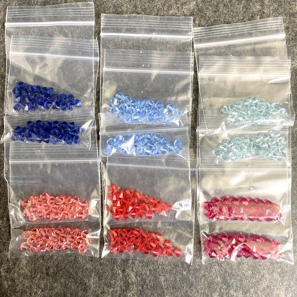 5mm bicone crystal beads Swarovski? - 288 pcs - pinks and blues