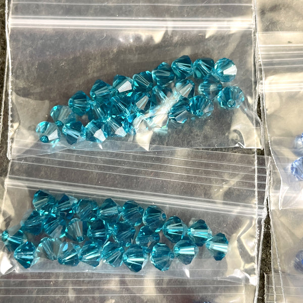 5mm bicone crystal beads Swarovski? - 288 pcs - blue variety