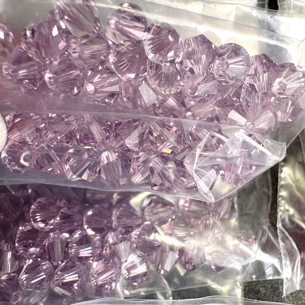 447 pcs 5mm bicone crystal beads - Swarovski? - pastel pinks and purples